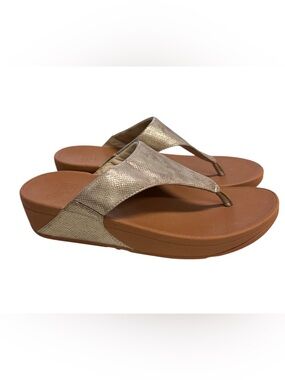Fitflop  Wedge Thong Sandals in Metallic Taupe Size 8